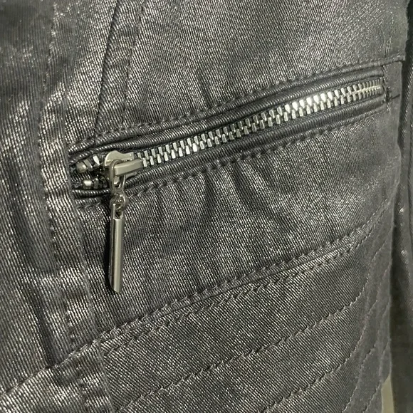 White House Black Market Shimmering Silver Faux Leather Jacket - Picture 5 of 10